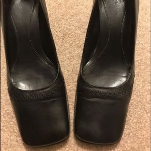 BOGO 1/2 OFF: Black leather shoes 2 inch square heel